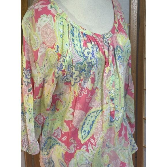 American Living Med Tropical Blouse - Picture 10 of 14